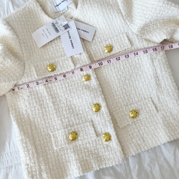 NWT URBAN REVIVO White Ivory Tweed Boucle Jacket Size XS - Picture 10 of 12